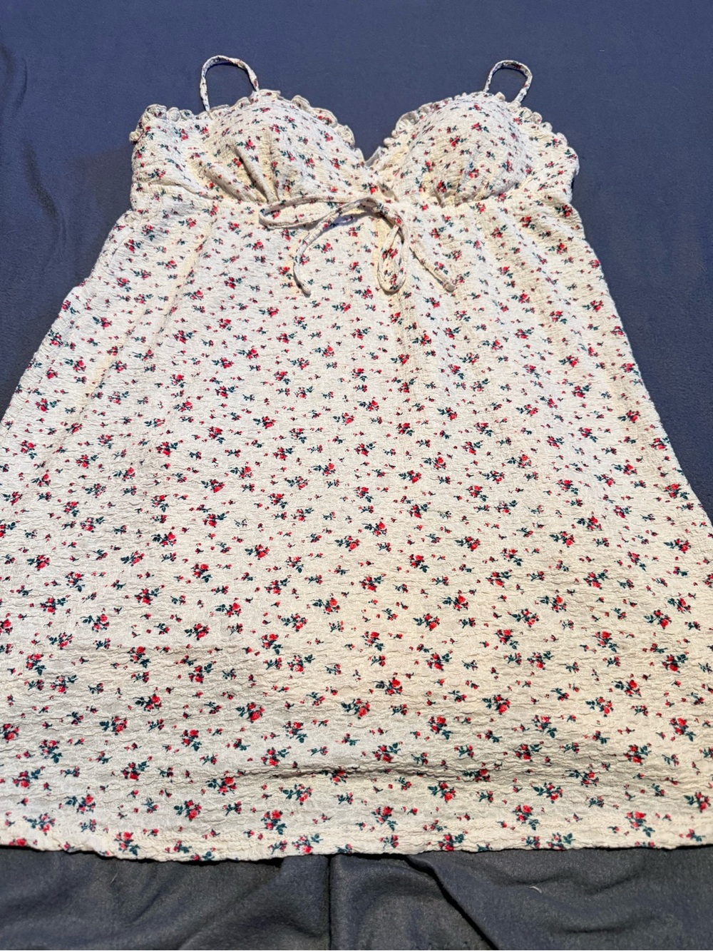 No Boundaries Cream Top with Red and Green Floral Print